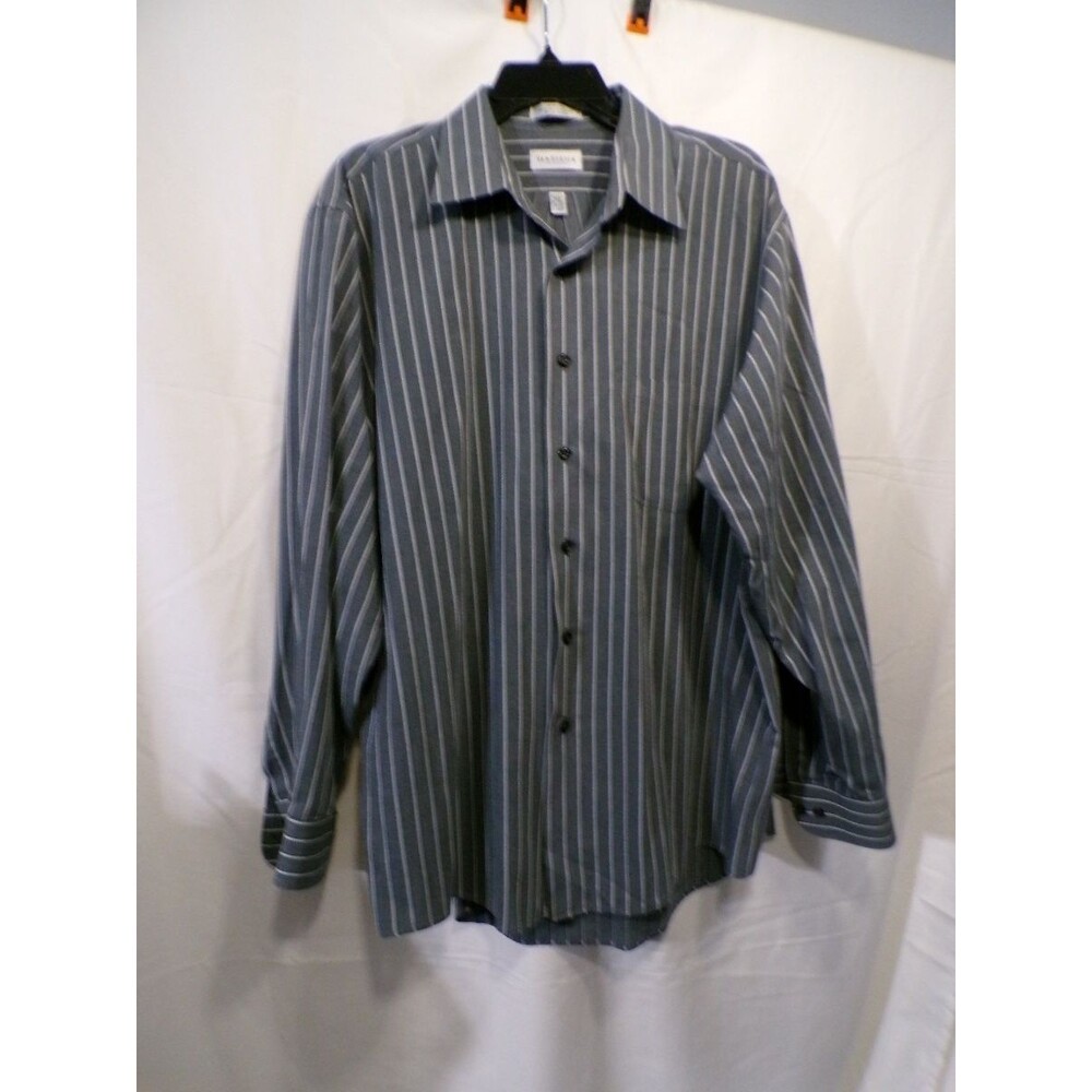 Van Heusen Men's XL Gray Striped Long Sleeve Button Up Shirt